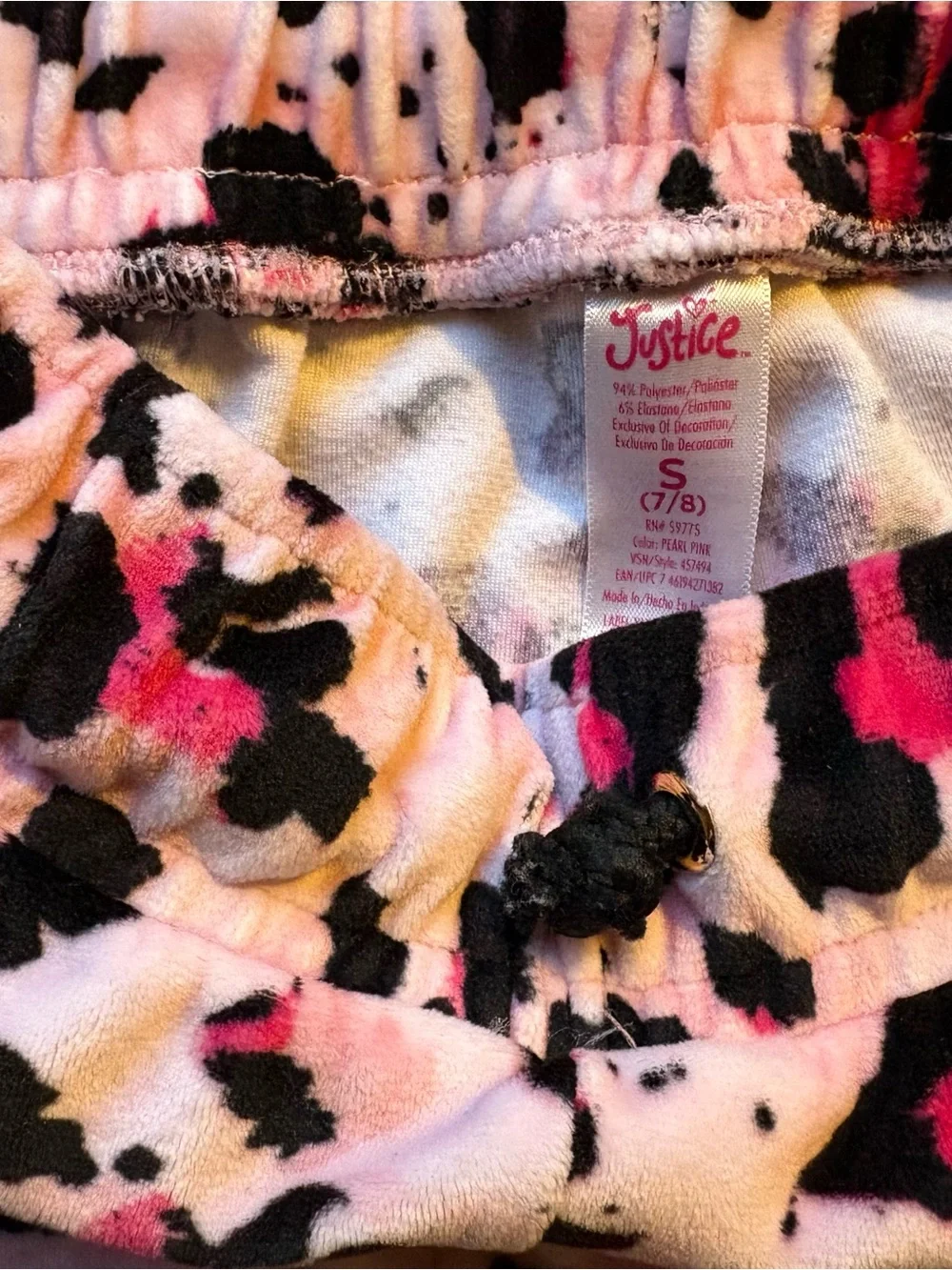 Justice Pink & Black Leopard-Print Joggers with Hot Pink Accents Size S (7/8)